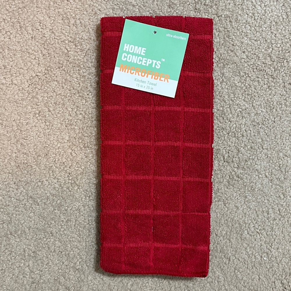 Home Concepts Microfiber Kitchen Towel – RED Check Pattern